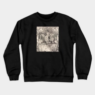 Horse Riding in The Rose Garden Vintage Illustration Crewneck Sweatshirt